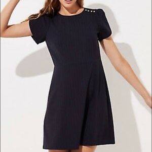 Loft Pin Striped Tulip Button Sleeve Dress